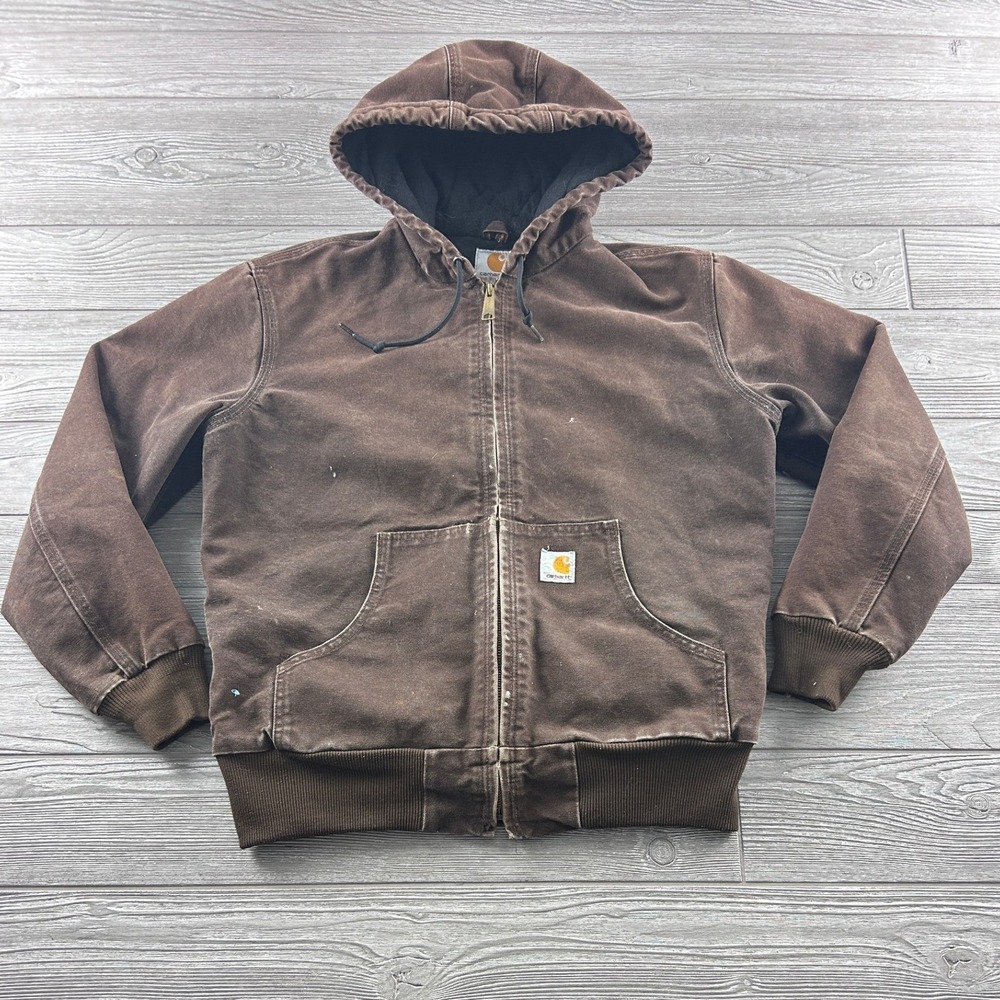 Carhartt WJ130 DKB Women Small Brown Sandstone Duck Quilted Active Jacket